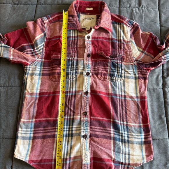 Abercrombie & Fitch Plaid Flannel Button-Up Shirt Heavy Thick Flannel Y2K - Picture 6 of 7